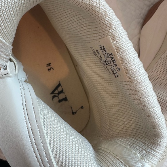 ZARA Girls White Knit Sock High Top Chunky Trainer/Sneaker (Size 34/ US 3.5) Sho - Picture 13 of 14